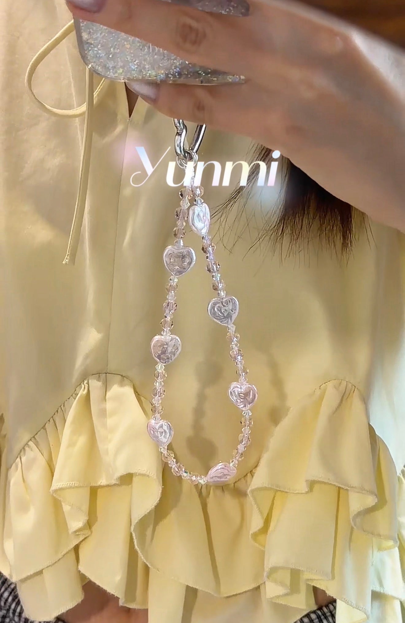 Austrian Crystal + Shell Pearl Phone Strap – Iridescent, Handcrafted & Unique