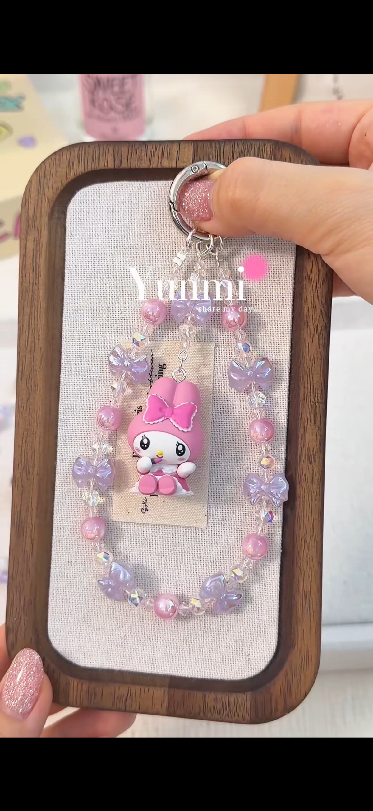 My Melody Phone Charm – Sweet Pink Bunny, Original Handcrafted Design