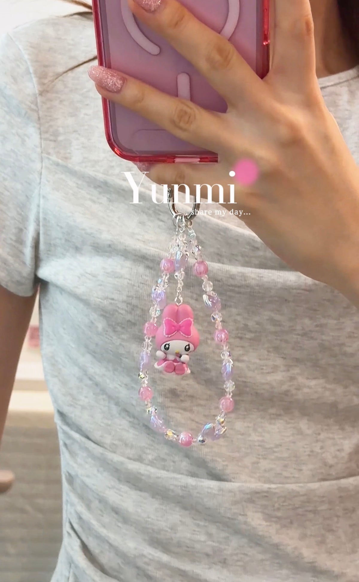 My Melody Phone Charm – Sweet Pink Bunny, Original Handcrafted Design
