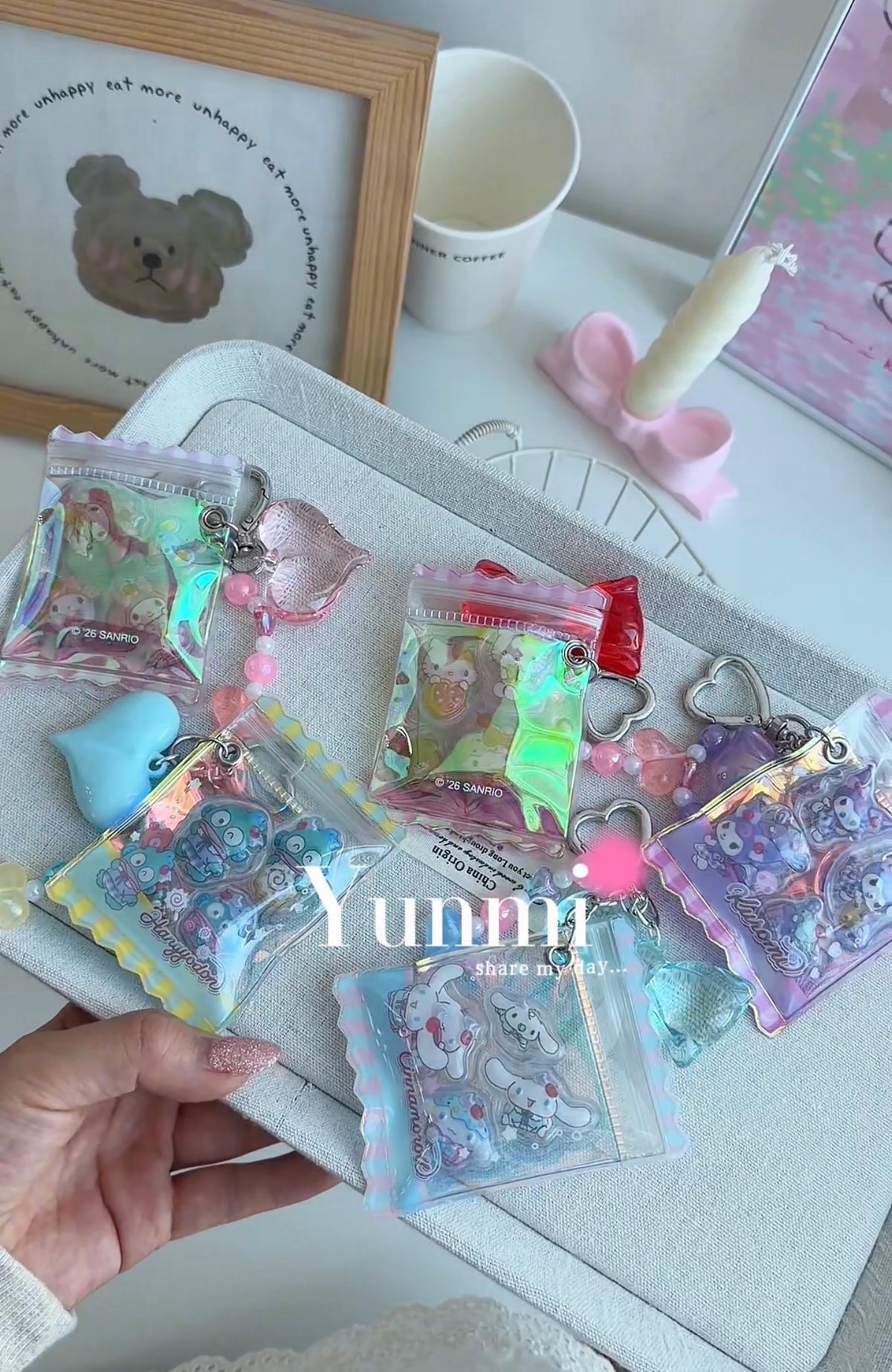Japan Sanrio Candy Pouch Keychain – Sweet & Transparent Mini Bag Charm