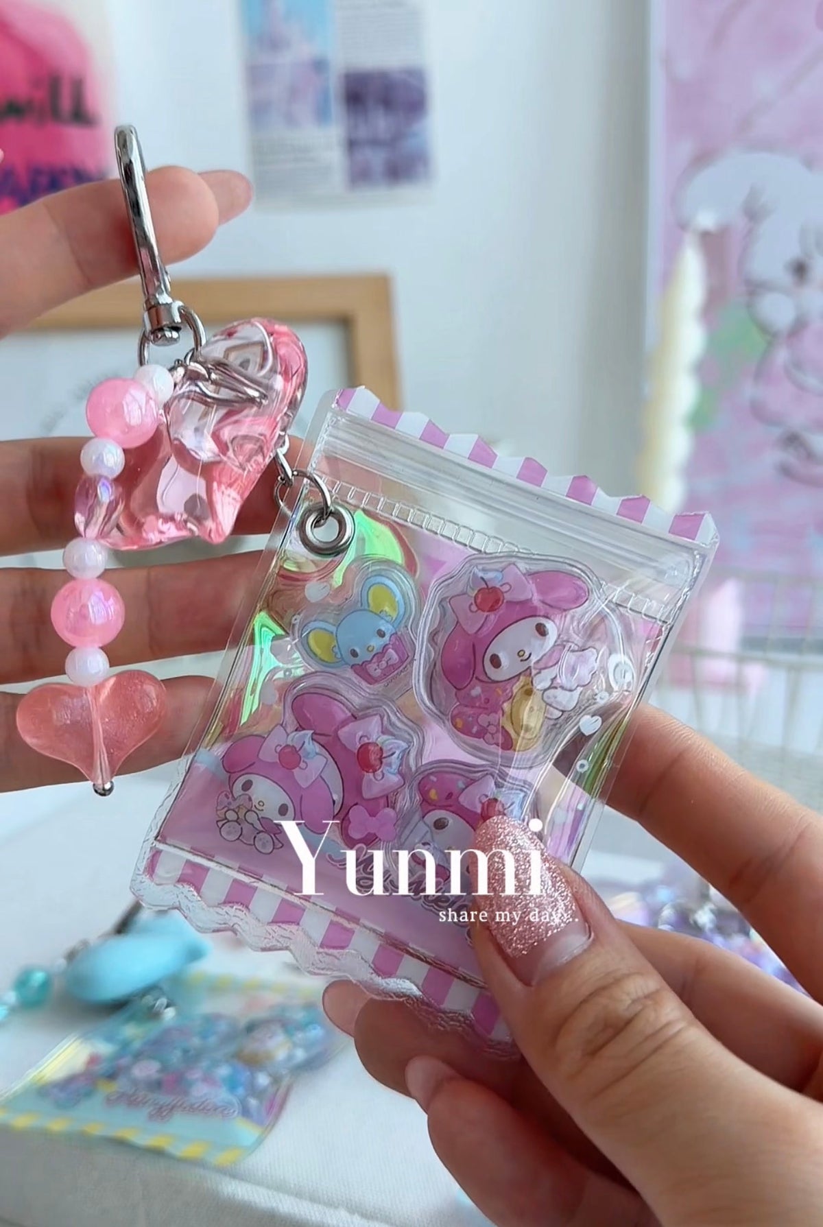 Japan Sanrio Candy Pouch Keychain – Sweet & Transparent Mini Bag Charm