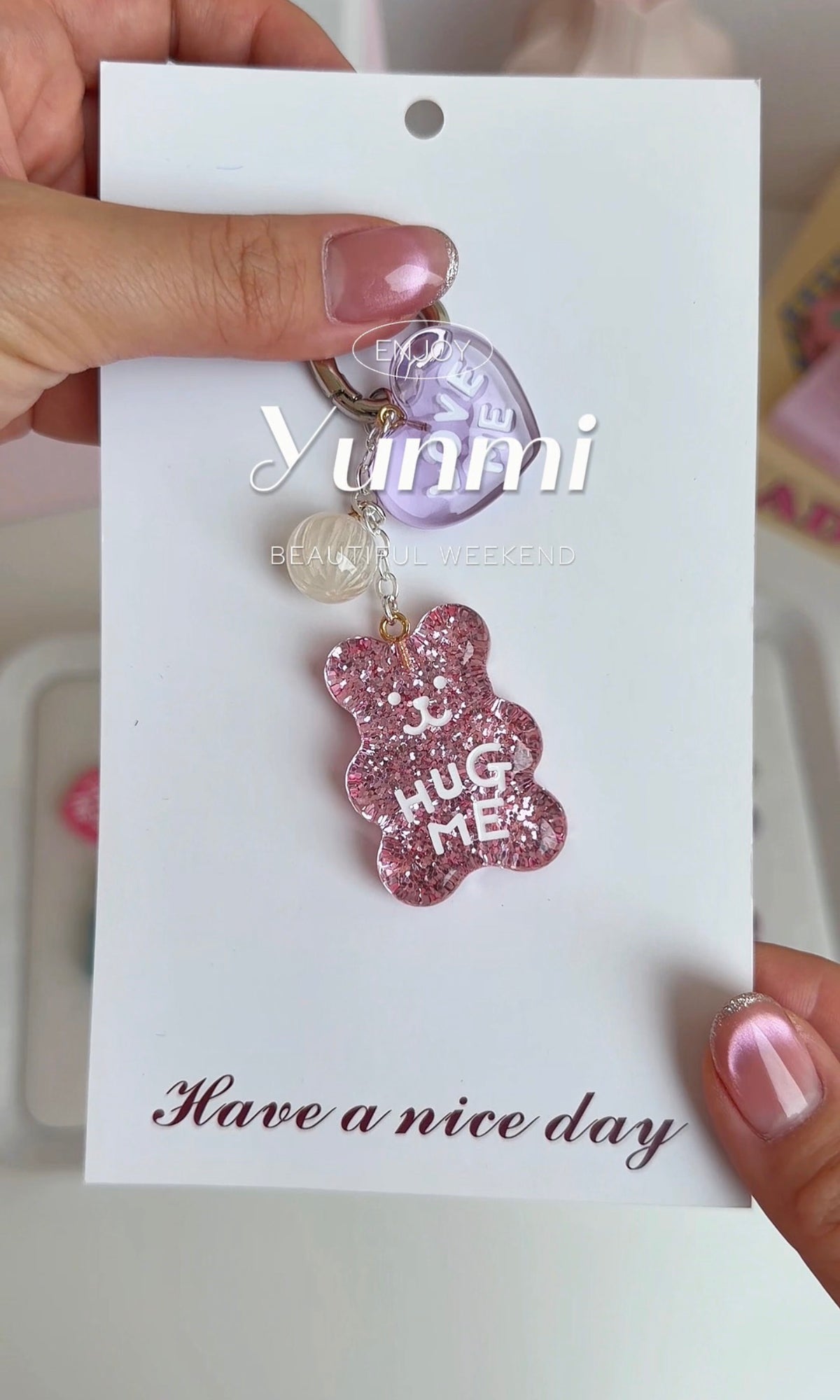 Hearted 3D Bear Phone Charm & Keychain – Original Handcrafted 2-in-1 Design