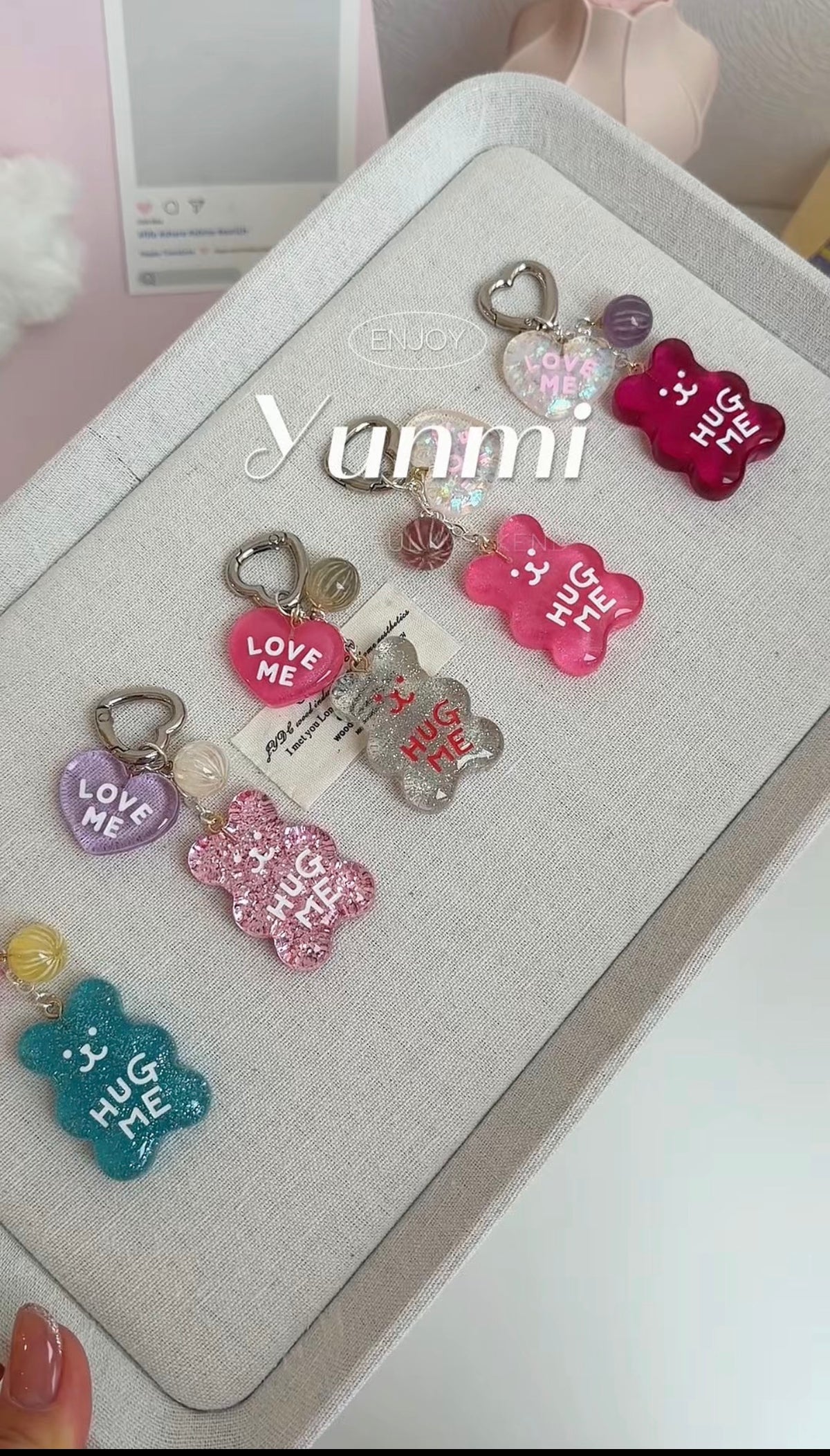 Hearted 3D Bear Phone Charm & Keychain – Original Handcrafted 2-in-1 Design