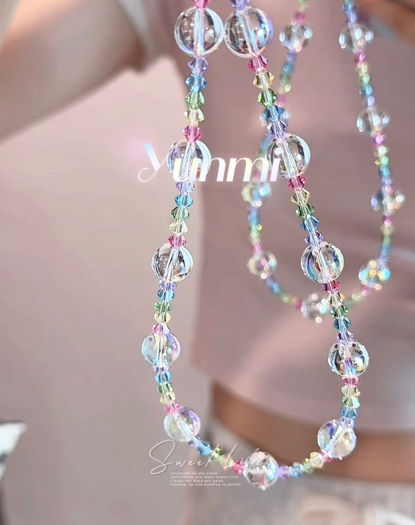 Crystal & Bubble Bead Phone Charm – Austrian Sparkle, Original Design