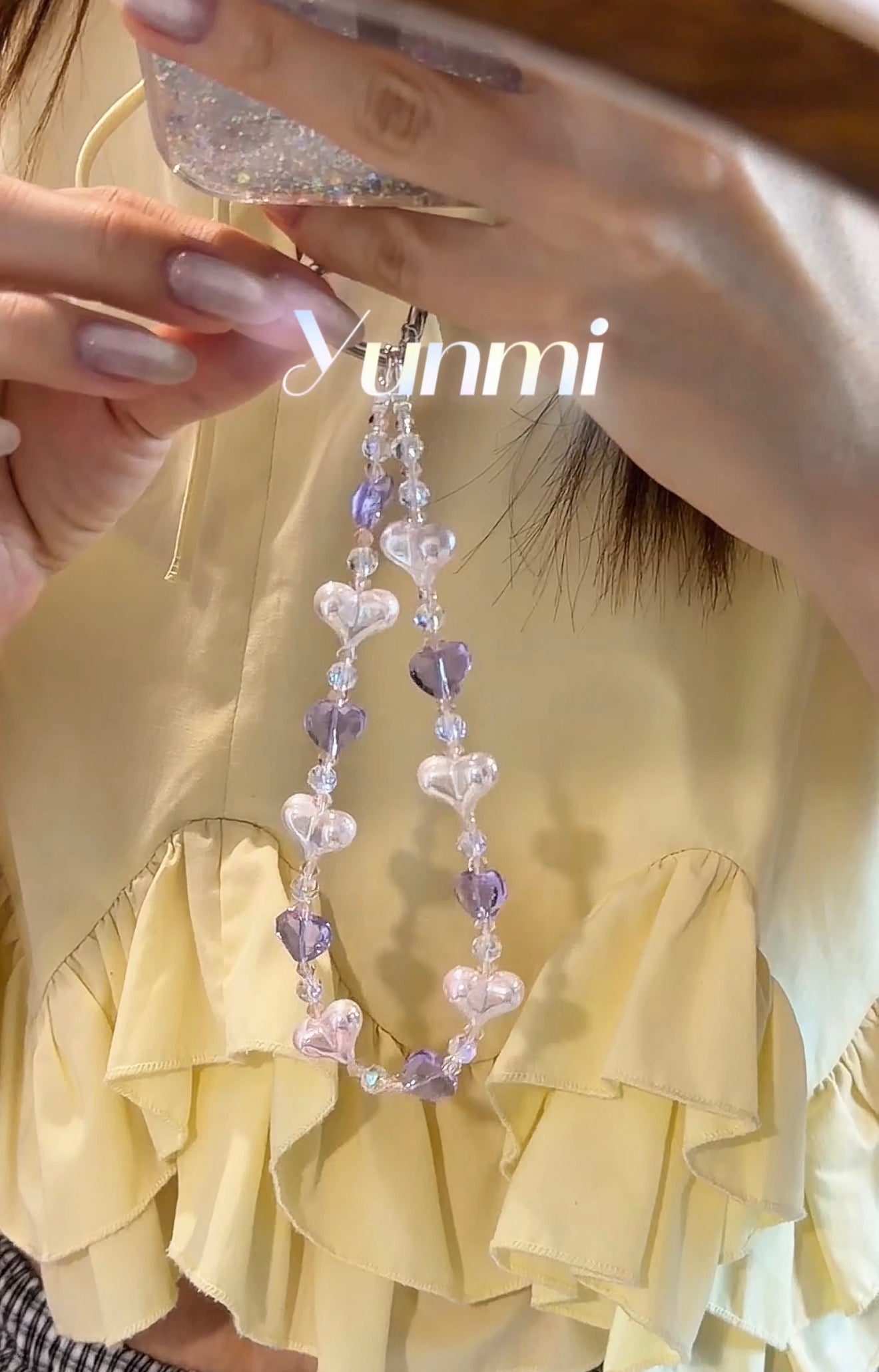 Austrian Crystal + Shell Pearl Phone Strap – Iridescent, Handcrafted & Unique