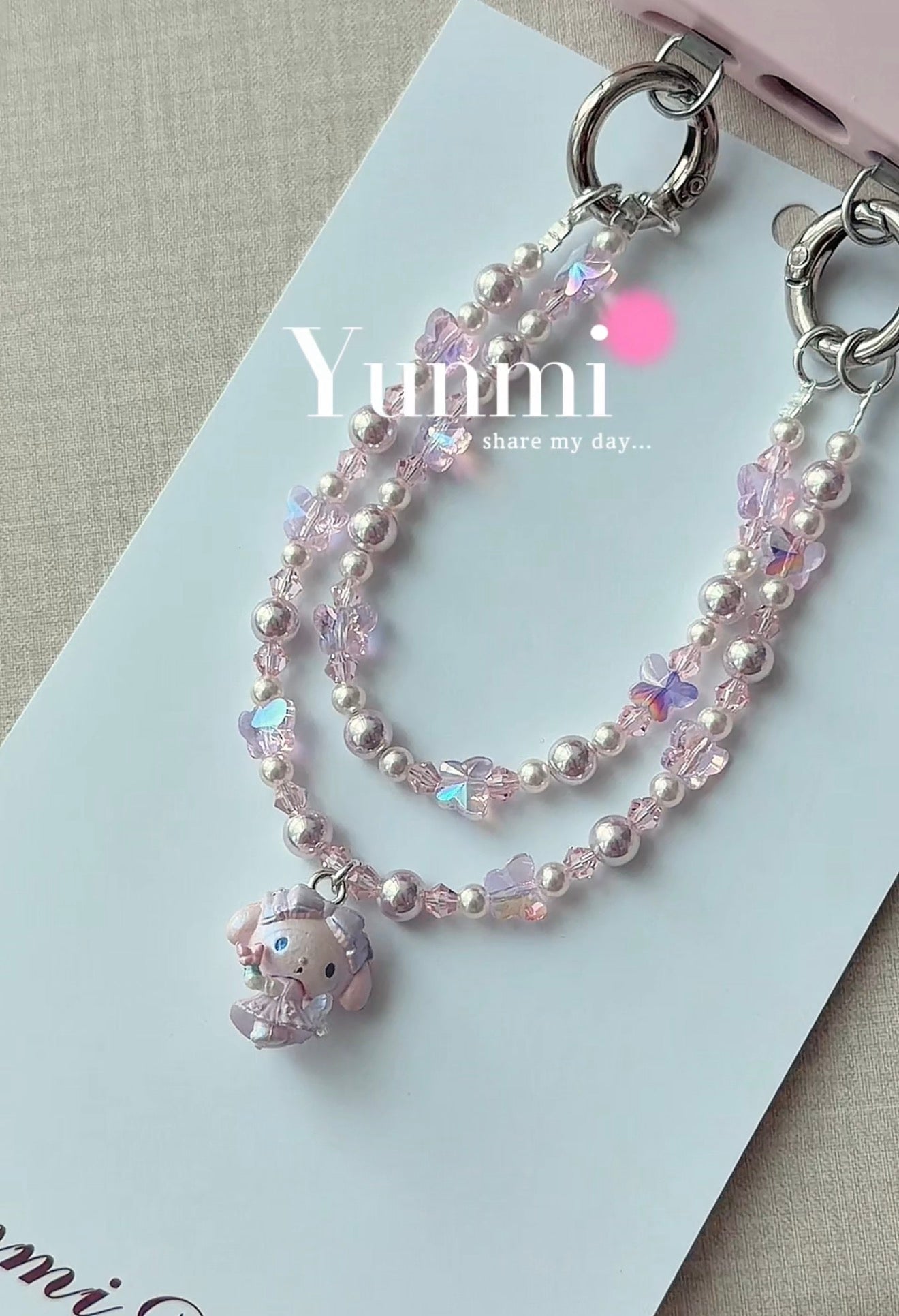 My Melody Pearlescent Charm – Double-Layer Original Phone Strap