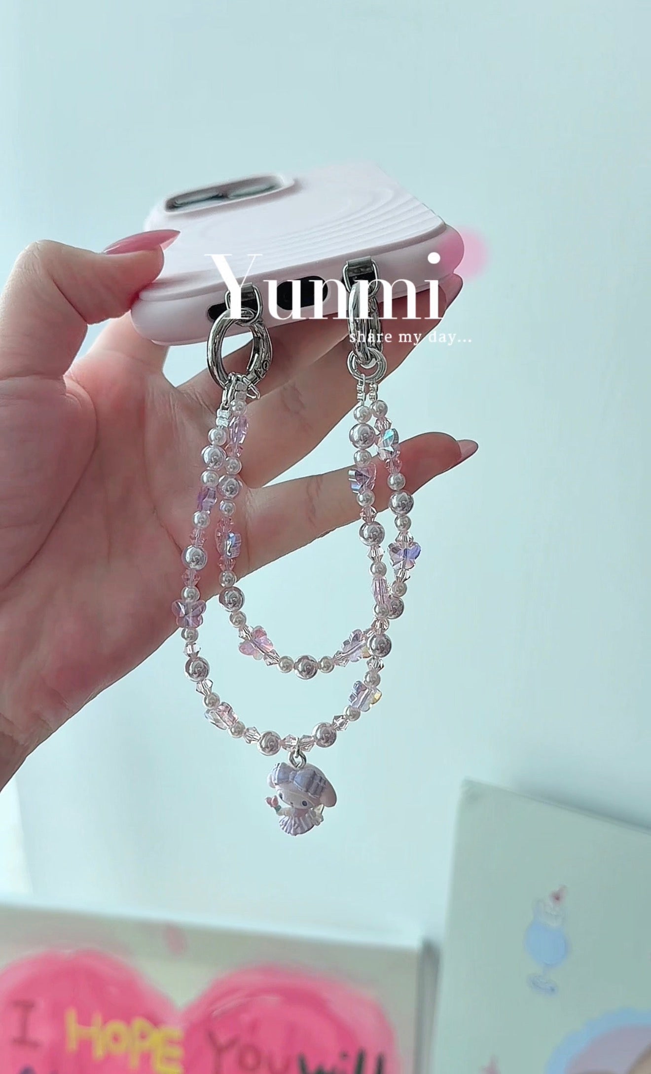My Melody Pearlescent Charm – Double-Layer Original Phone Strap