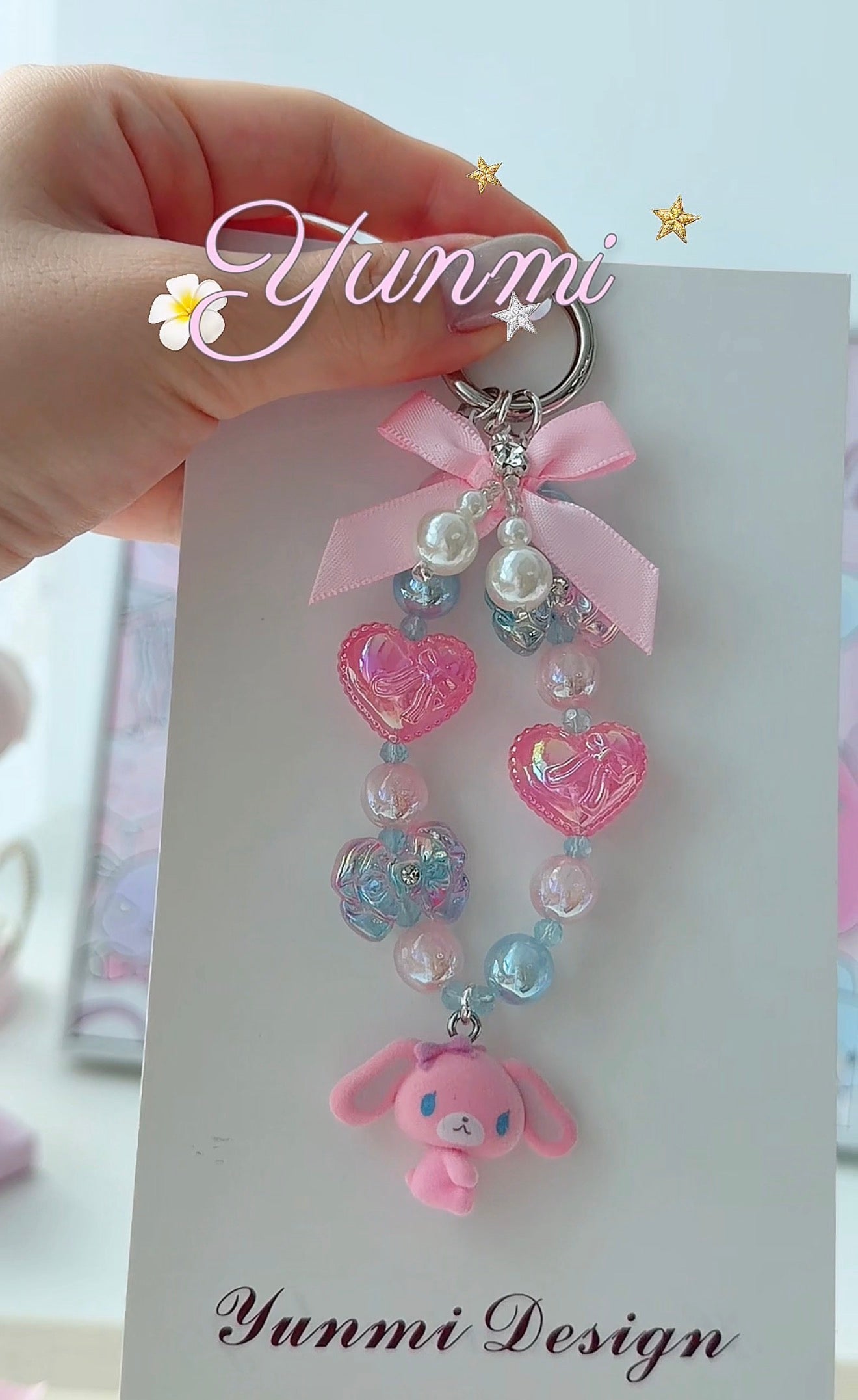 Flocked Sugar Bunnies Phone Strap –  Original Design