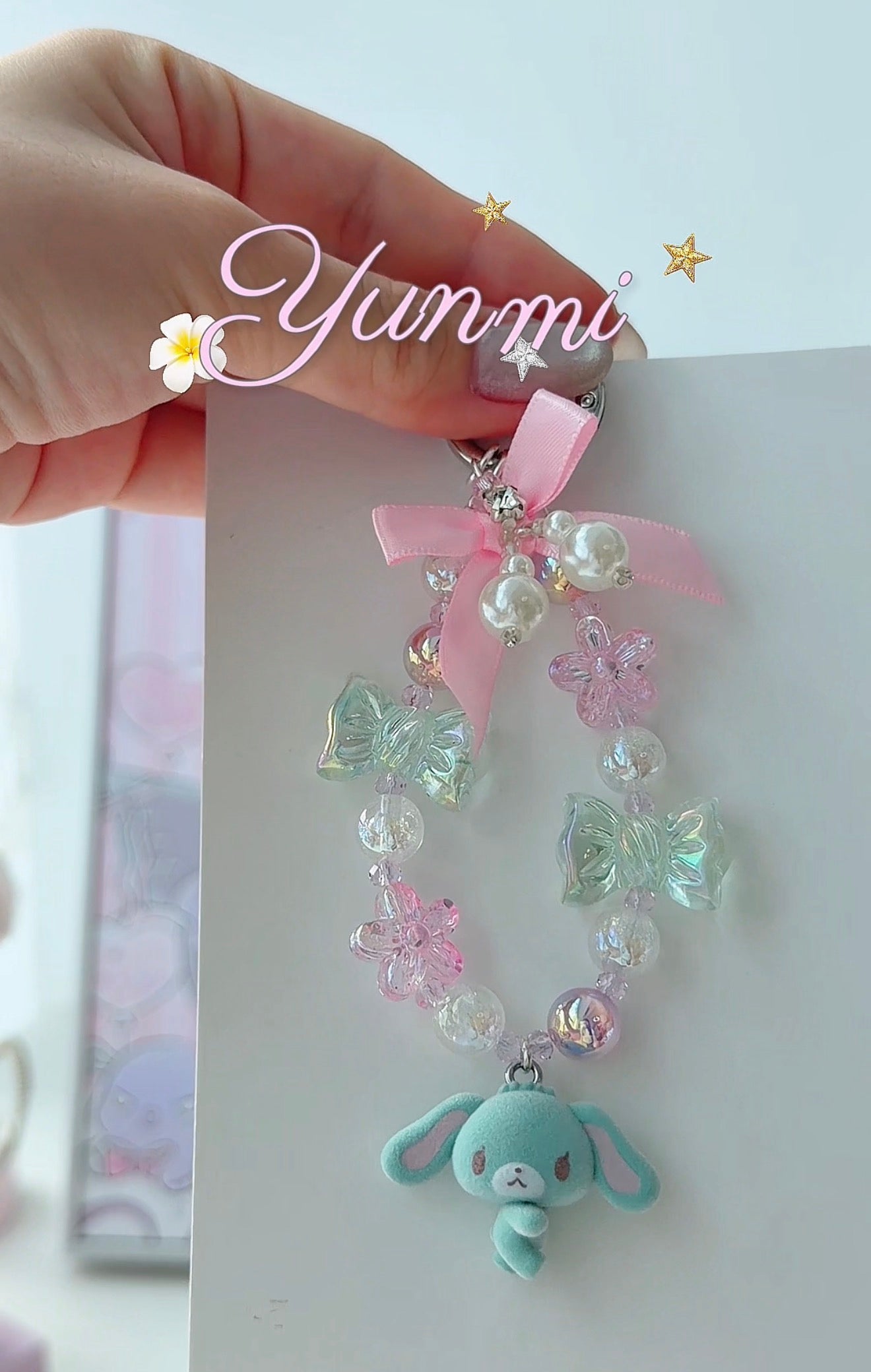 Flocked Sugar Bunnies Phone Strap –  Original Design