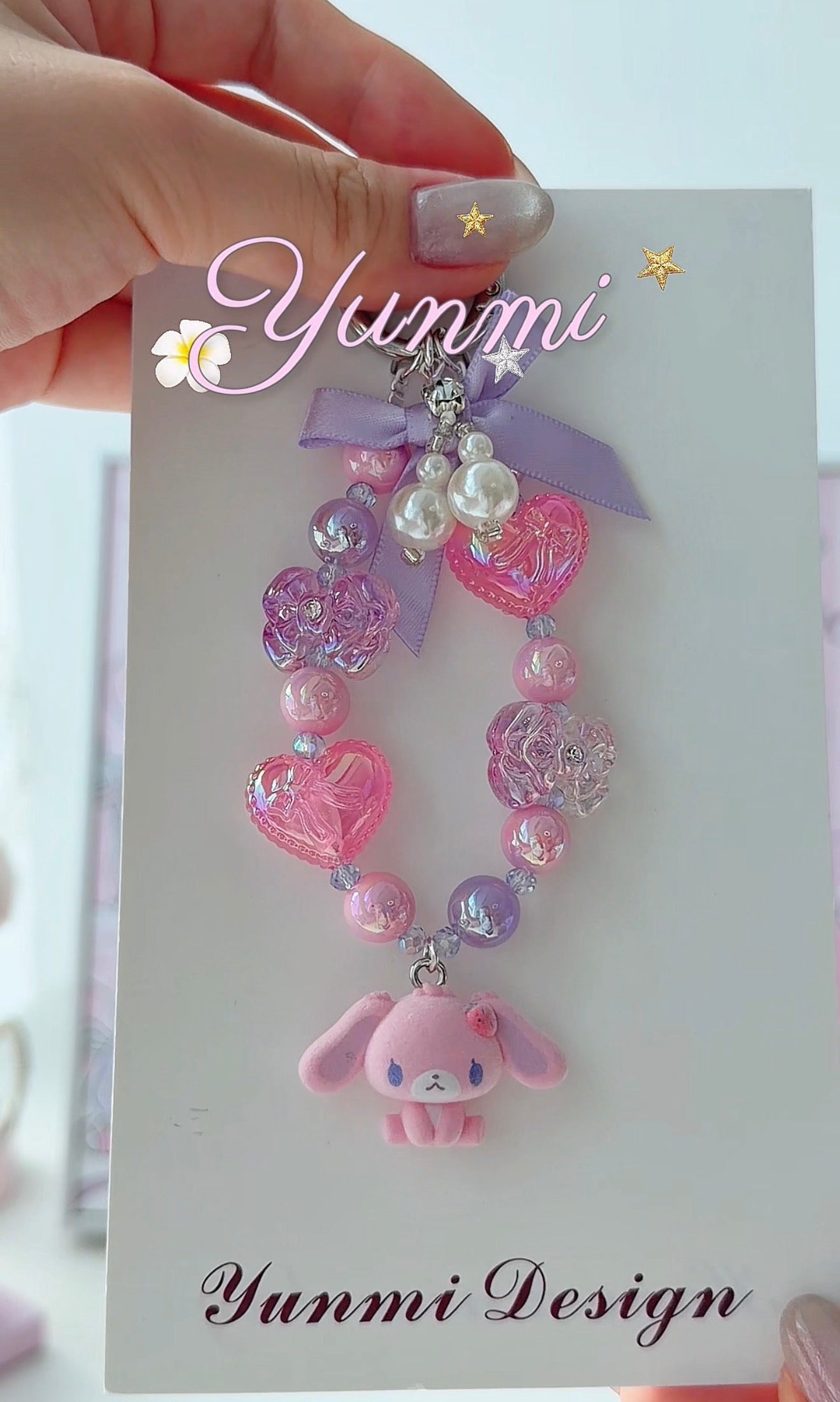 Flocked Sugar Bunnies Phone Strap –  Original Design