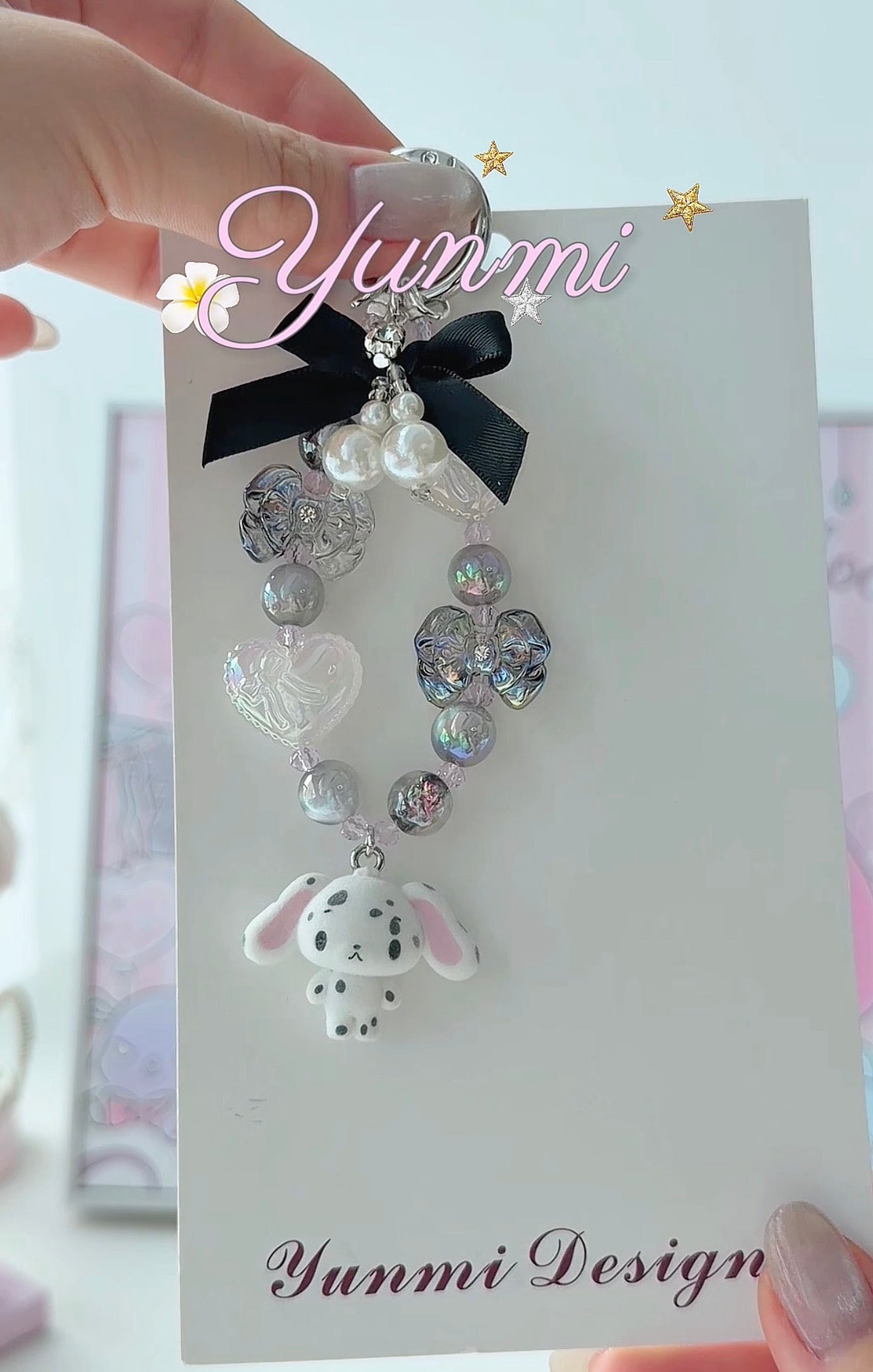 Flocked Sugar Bunnies Phone Strap –  Original Design