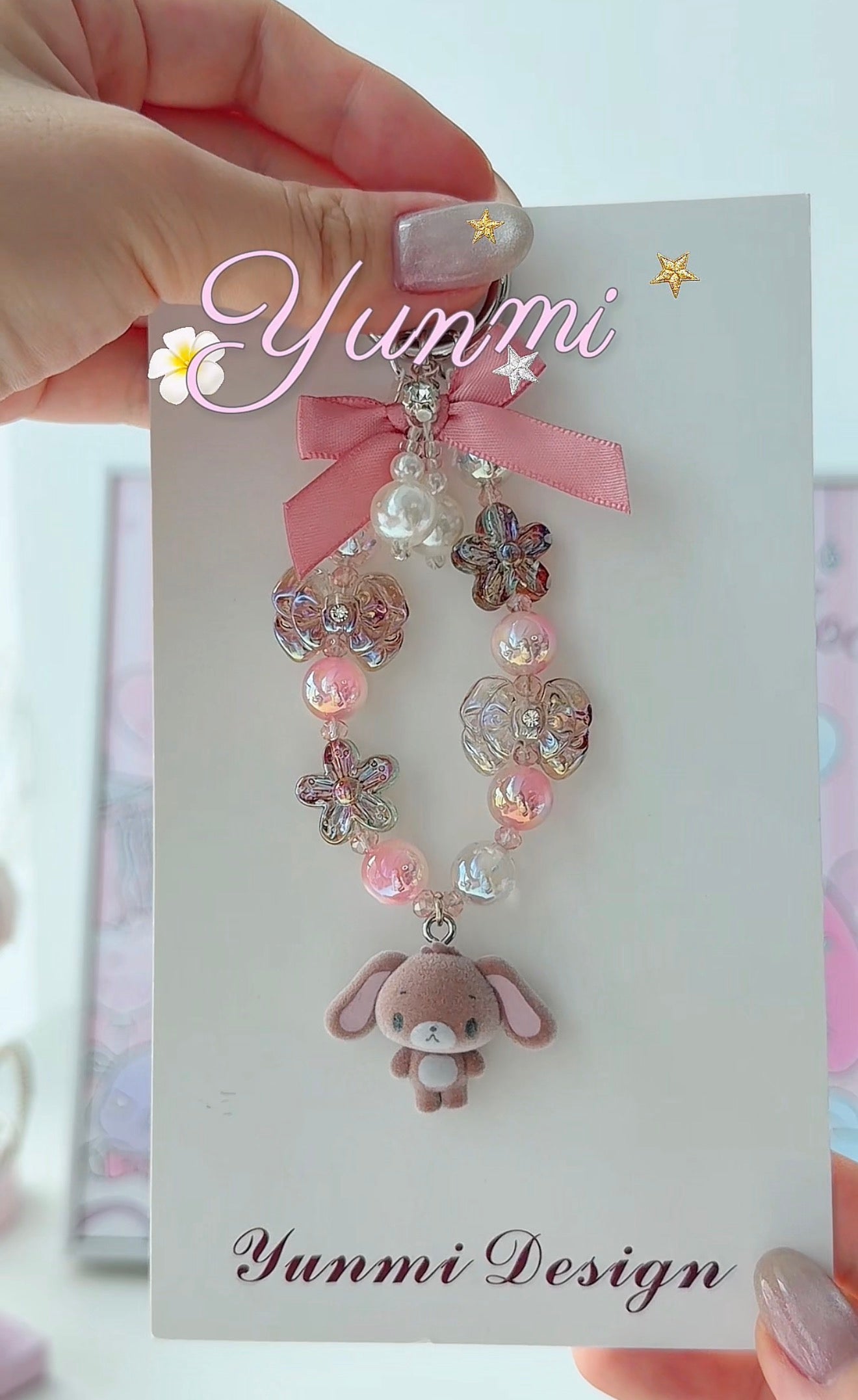 Flocked Sugar Bunnies Phone Strap –  Original Design