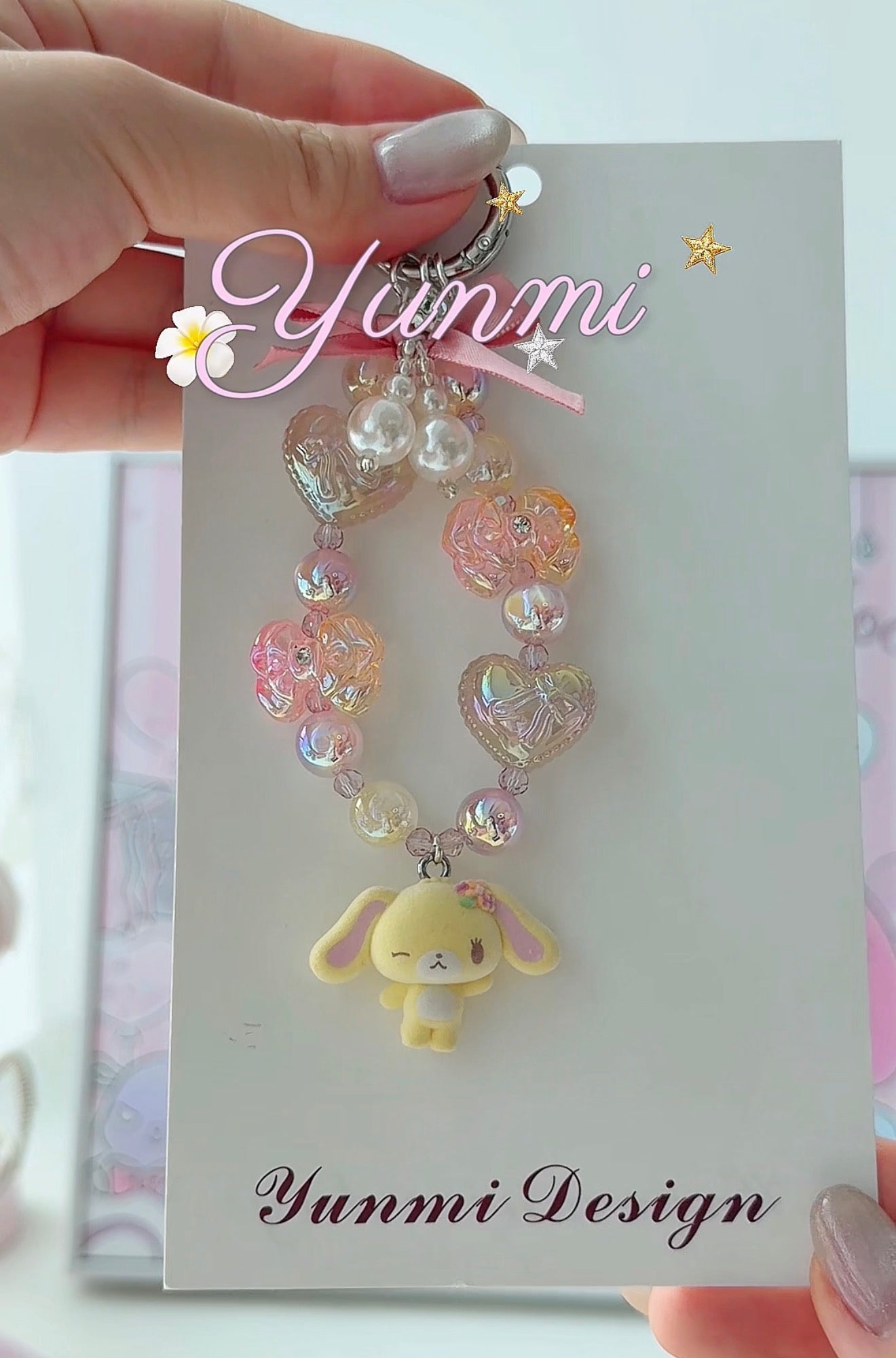 Flocked Sugar Bunnies Phone Strap –  Original Design
