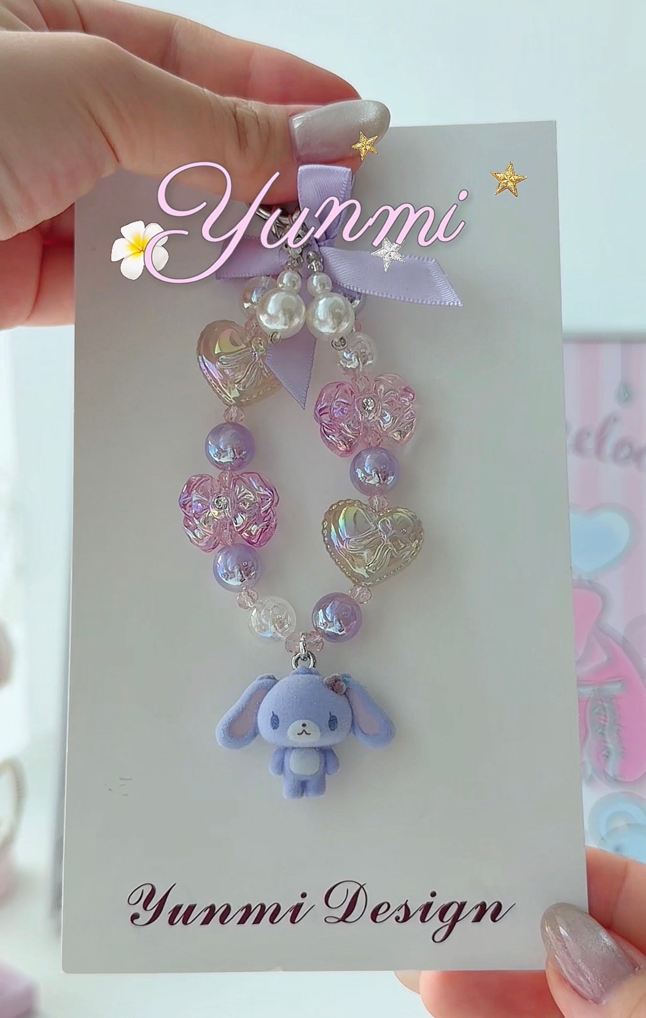 Flocked Sugar Bunnies Phone Strap –  Original Design