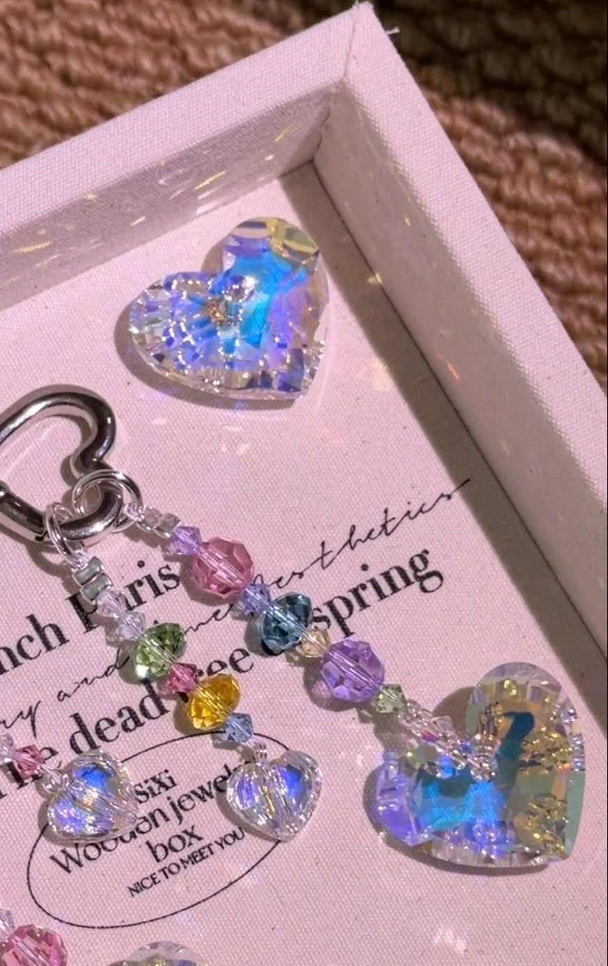 Austrian Crystal Heart Charm – Dazzling Pendant for Phone, Bag & Keys