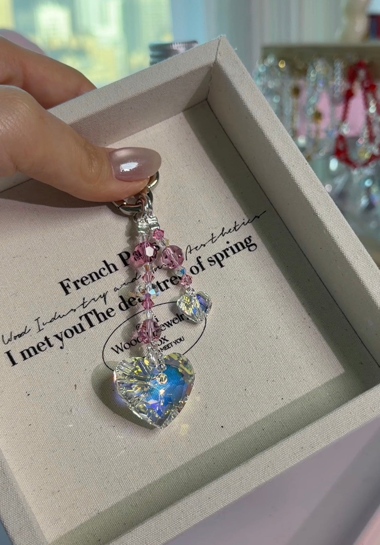 Austrian Crystal Heart Charm – Dazzling Pendant for Phone, Bag & Keys