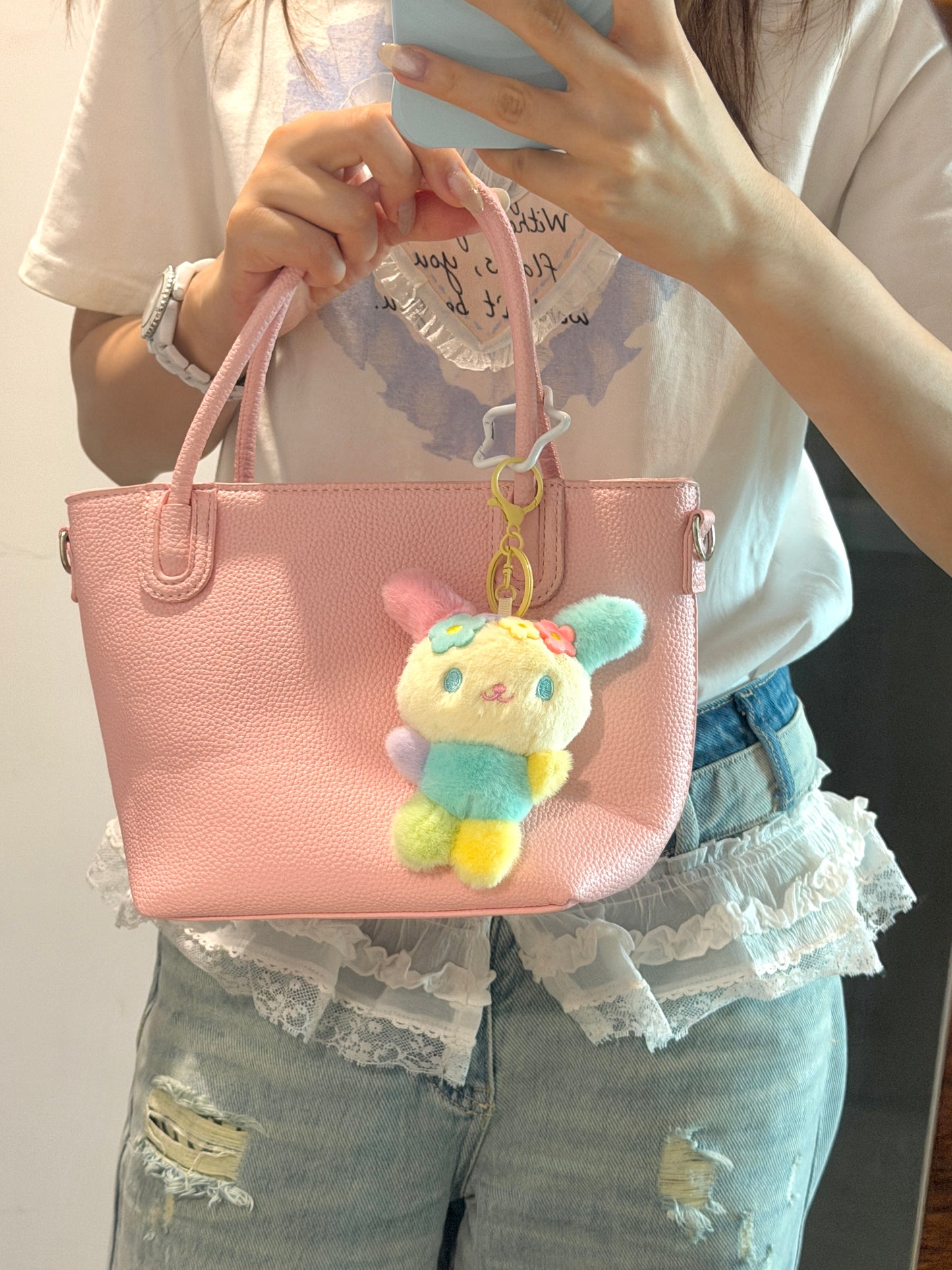 Usahana Plush Bag Charm – Colourful Summer Bunny, Officially Licensed Sanrio