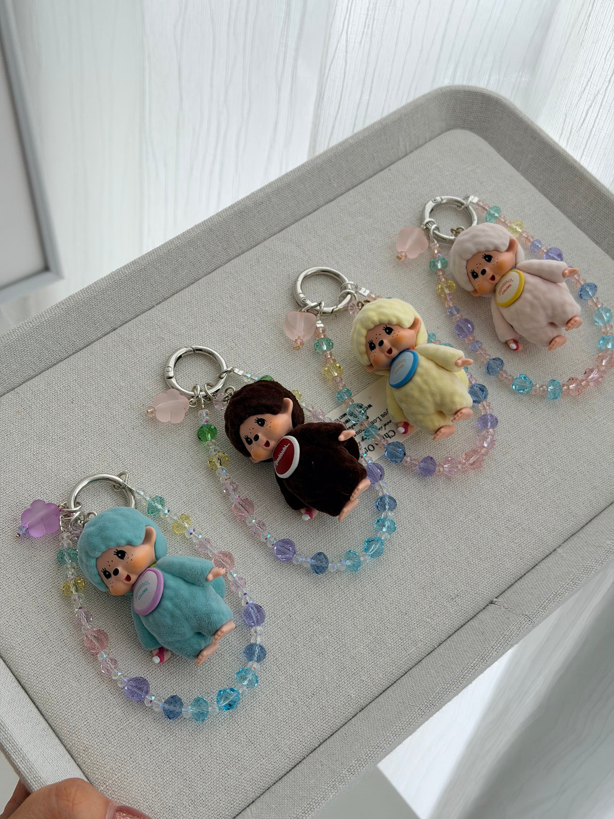 Monchhichi Flocked Keychain – Colorful Velvet Finish, Handcrafted Original Accessory