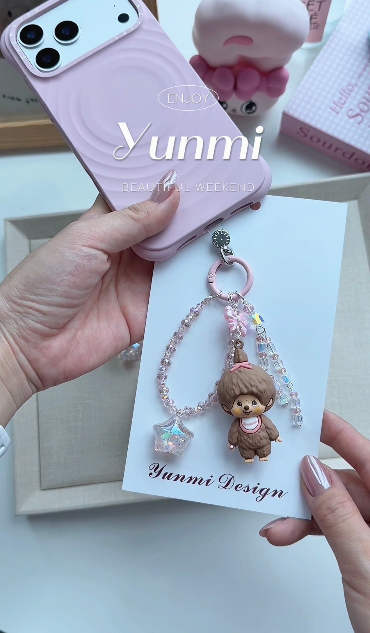 Monchhichi Boy and Girl Phone Strap– Boy & Girl Mascots, Handmade Original Accessory