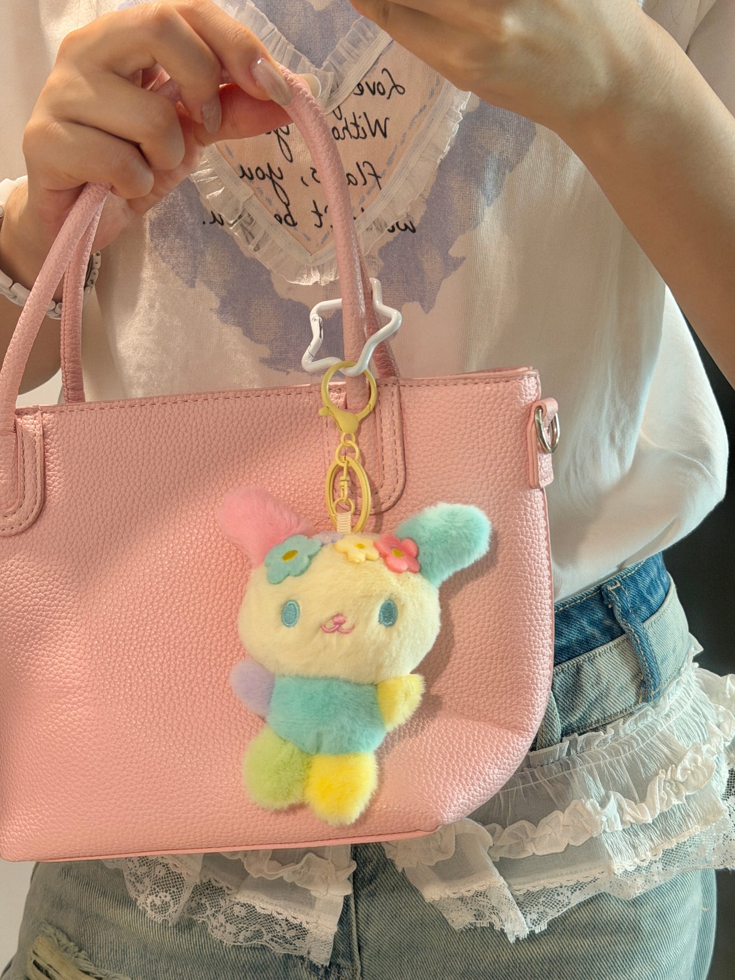 Usahana Plush Bag Charm – Colourful Summer Bunny, Officially Licensed Sanrio