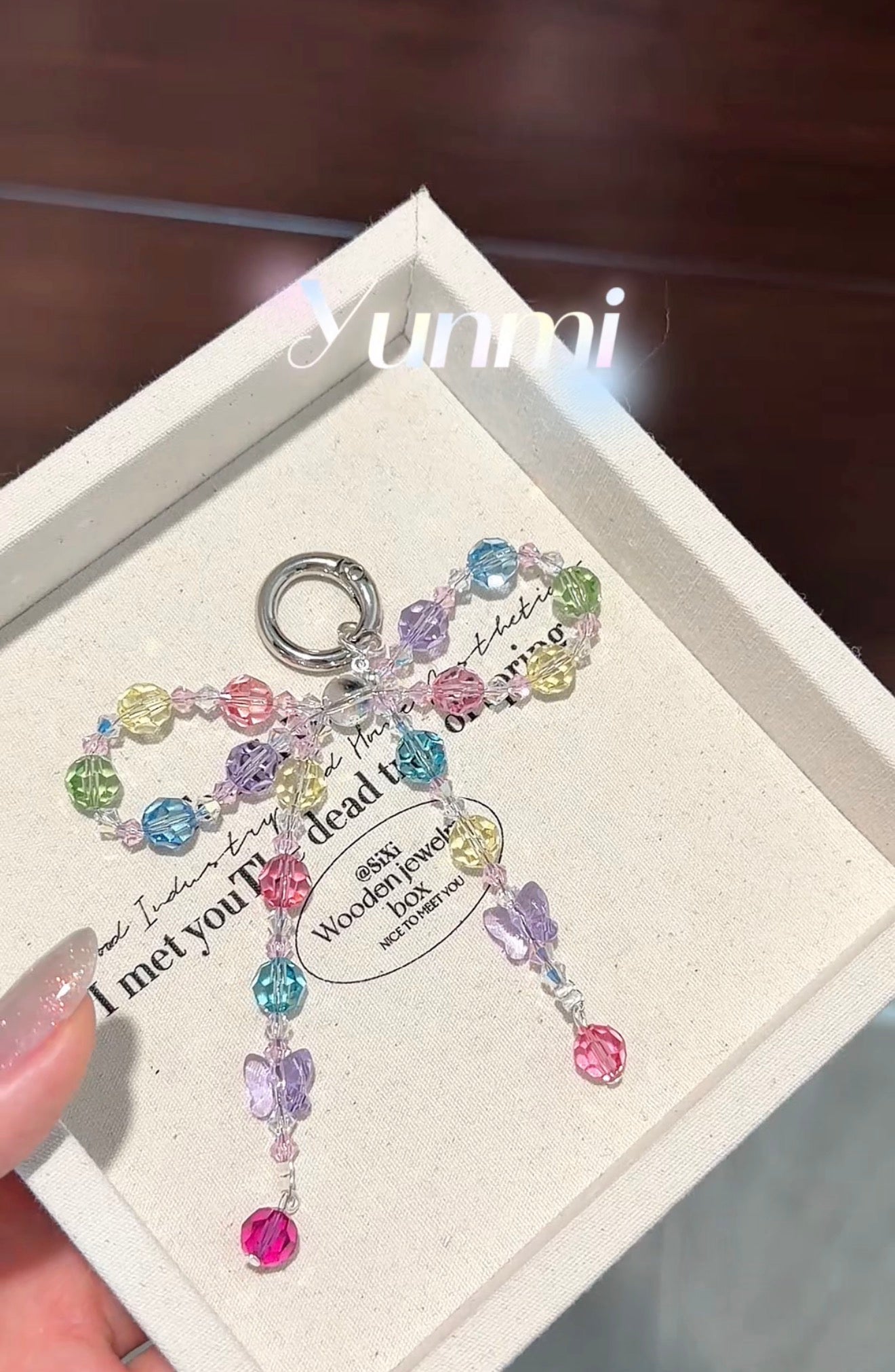 Rainbow Crystal Bow Charm – Premium Austria Phone Strap