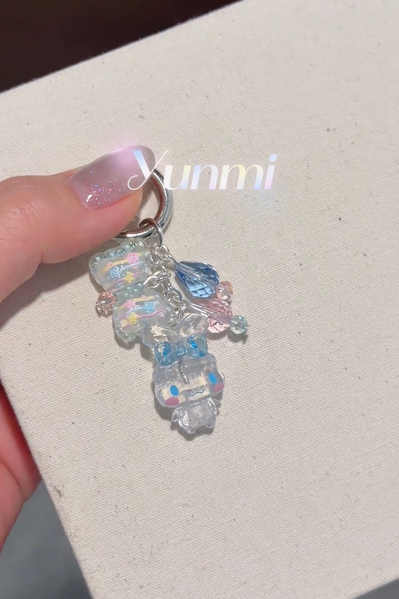 Crystal-Clear Sanrio Mini Charm – Sparkling 3D Keychain Accessory