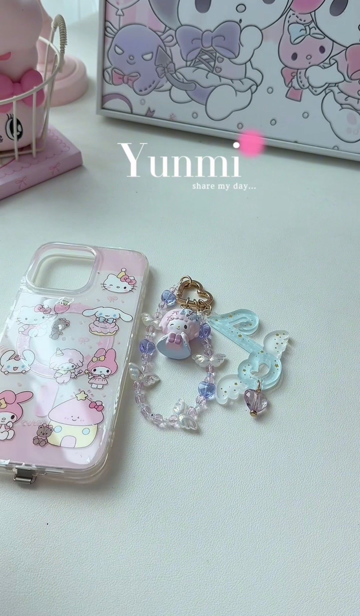 Sanrio Melody Phone Chain – Music Note Accents, Original Handcrafted Accessory