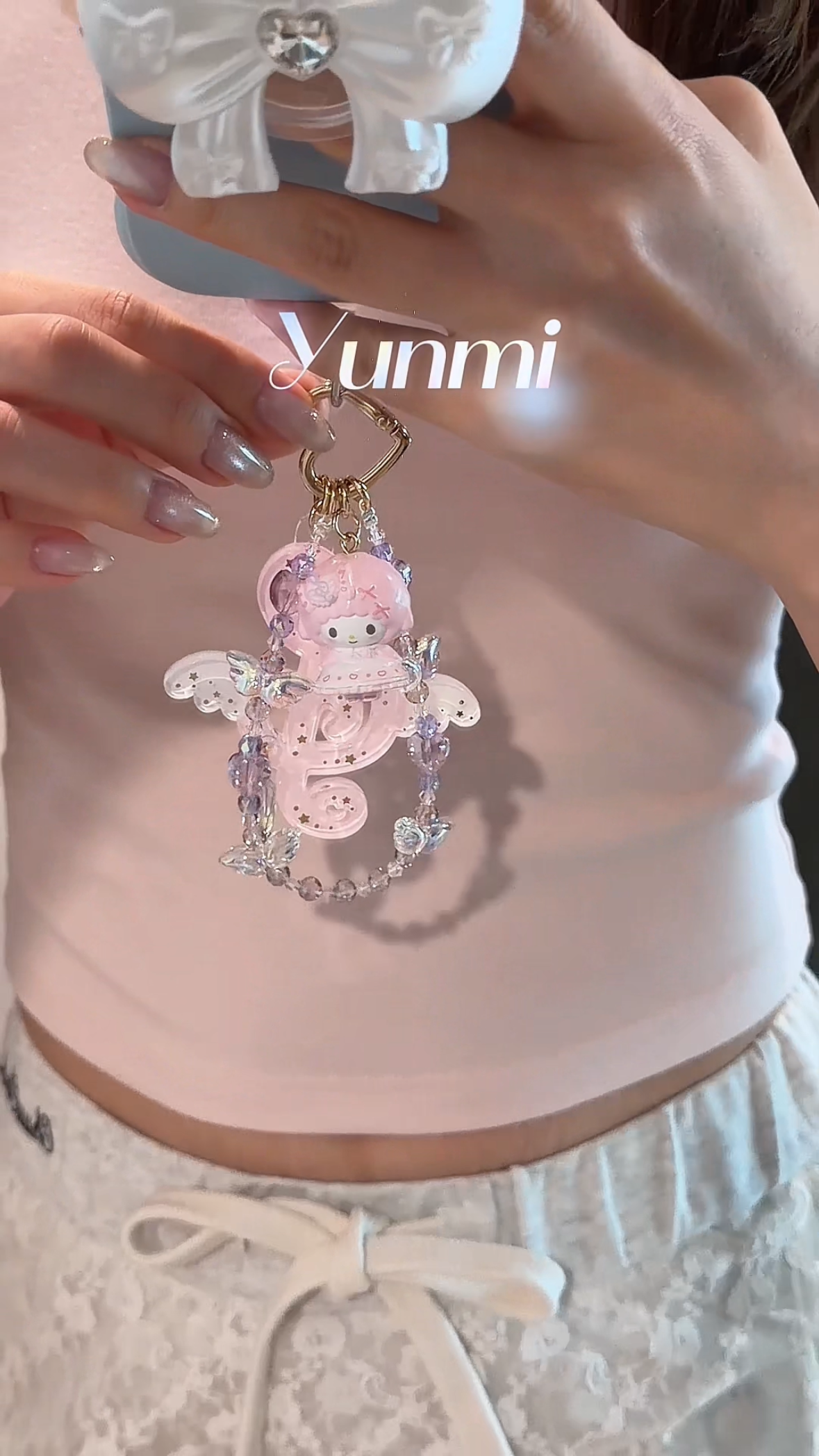 Sanrio Melody Phone Chain – Music Note Accents, Original Handcrafted Accessory