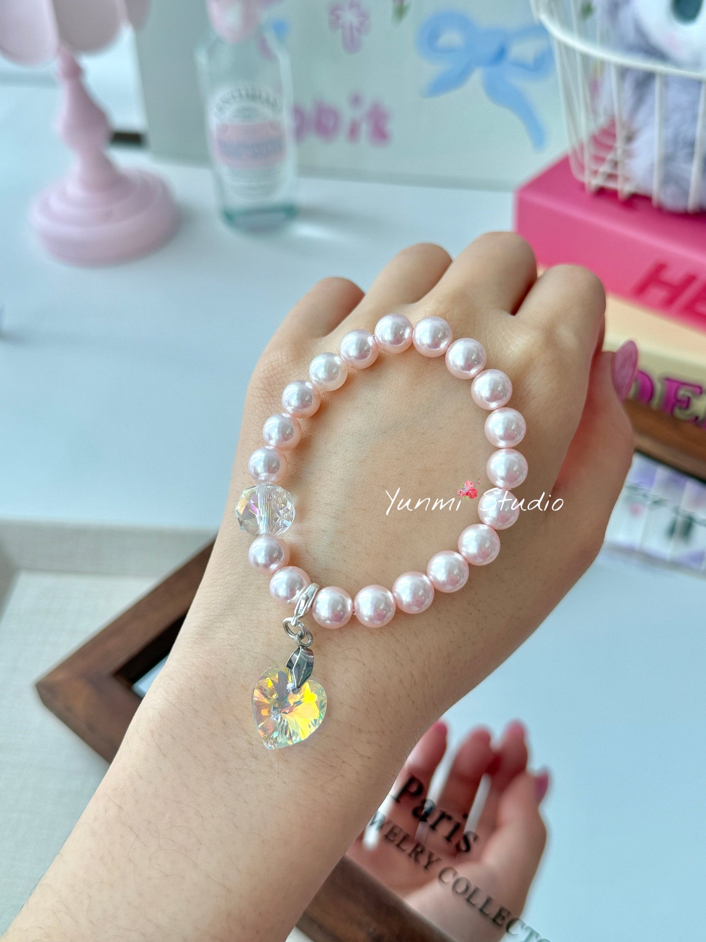 Independently designed a bracelet combining pearls and crystals